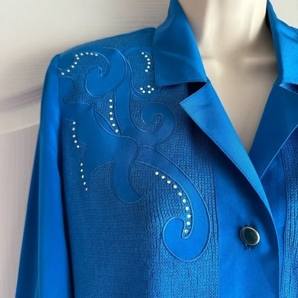 Phillipe Marques Satin Jeweled Knit Top - Picture 4 of 8